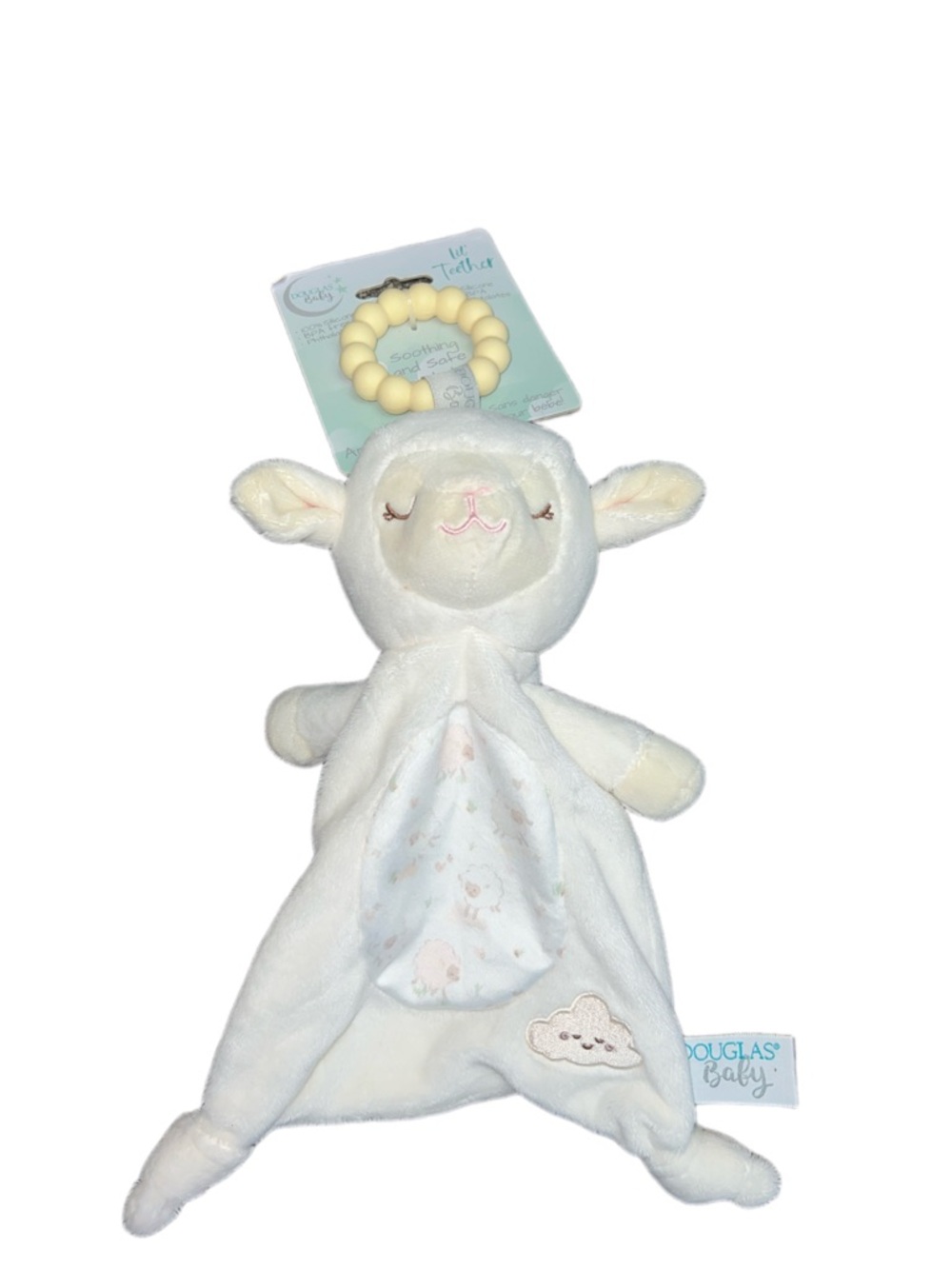 Douglas Baby Lennox Lamb Lil’ Teether Cream Lovey Security Blanket  Cloud